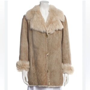 Blue Duck Women's Shearling Fur Coat in Tan